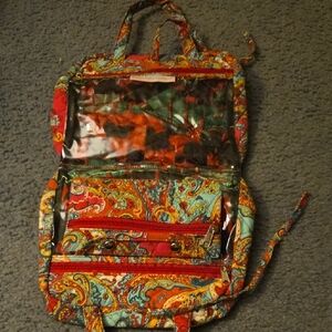 Quilted Paisley Hanging Travel Organizer - Red, Orange, Turquoise